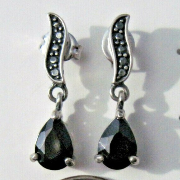 Avon Jewelry - Avon Sterling Silver Onyx Drop Earrings